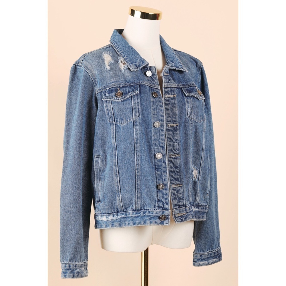 Sz XL KanCan Los Angeles Henney Classic Trucker Jacket In Medium Wash GUC